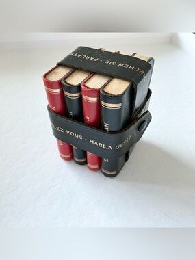 Vintage 1960s Red and Black Mini dictionary Book Set leather
